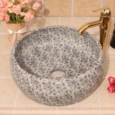 Floral Pattern Porcelain Counter Top Basin