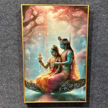 Shri Radha Krishna sitting together Crystal Painting