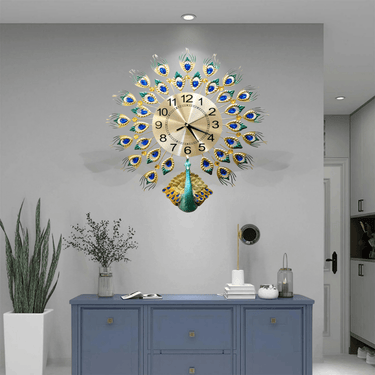 Peacock Crystal Wall Clock Decoration Living Room Wall Decoration