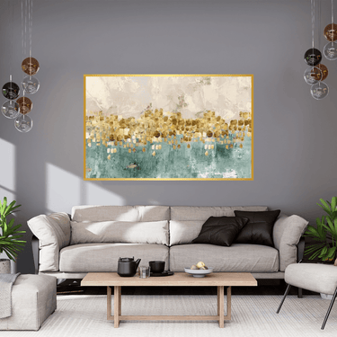 Gold Abstract Painting Modern Decor Wall Art Gold Crystal Gray Painting Contemporary Decor Gray Abstract Crystal Living Room Art Painting