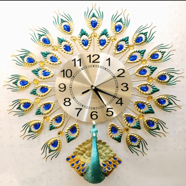 Peacock Crystal Wall Clock Decoration Living Room Wall Decoration