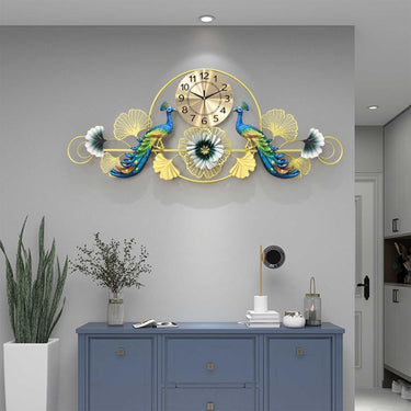 PEACOCK SHAPED ANTIQUE METAL WALL CLOCK