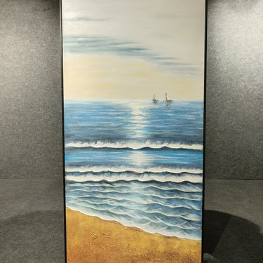 Handmade Painting of Beautiful Golden Sunset Over Ocean Beach 80*160cm