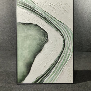 Large Nordic Green White abstract Handmade Painting 80*120