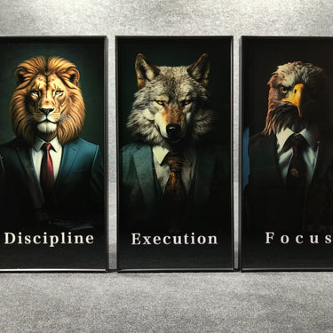 Discipline Execution Focus Rectangular Painting 40×80 cm each (set of 3)