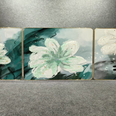 Modern Crystal Painting Of Flower (Set of 3) For Home Decor Office Wall Studio Wall Living Room Decoration (40*60(2)+60*80(1) CM)