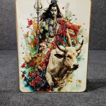 Beautiful Crystal painting of Lord Shiva rode on Nandi for Home Decor 30*40CM