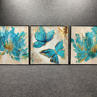 Crystal Painting of Blue Butterfly for Home Decor (set of 3)60*60cm