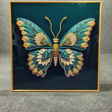 Crystal Painting of Golden Green Butterfly for Home Decor and Living Room Decoration 60*60cm