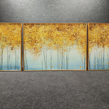 (SET OF 3) Crystal Painting of Golden Tree for Home, Hotels, Living Room, Hall, Decoretion 40*60cm(2)+60*80(1)cm