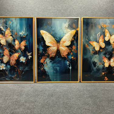 (set of 3) Crystal Painting of Butterfly Wings for Home, Hotels, Living Room, Hall, Decoretion 40*60cm