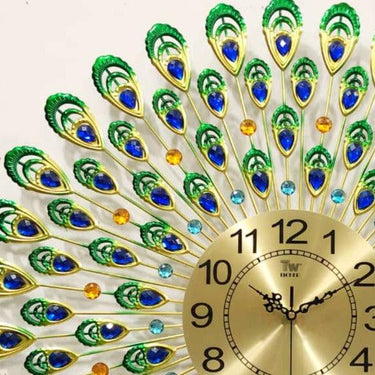 Peacock Metal Wall Clock Luxury, Large - Premium Edition