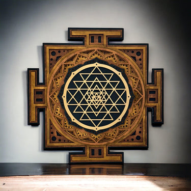 Shree Yantra 6 Layer Laser Cut Wood Art Sculpture