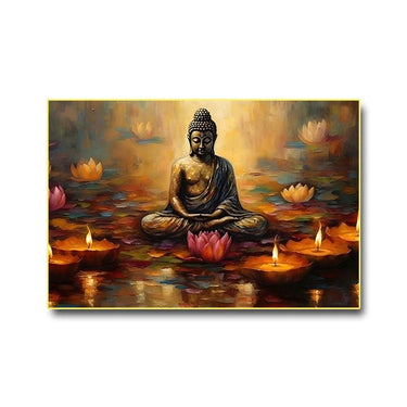 Gautam Buddha in Yoga Canvas Wall Painting (36 x 24 Inches )