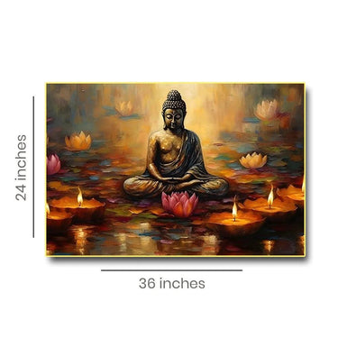 Gautam Buddha in Yoga Canvas Wall Painting (36 x 24 Inches )