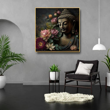 Gautam Buddha Wall Painting with Nature (36 x 36 Inches )