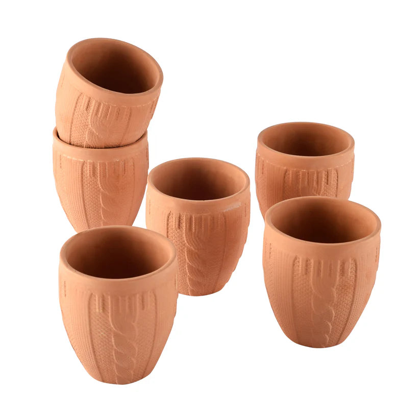 teracotta tableware serving hand knitted kulhad(Set of 6)