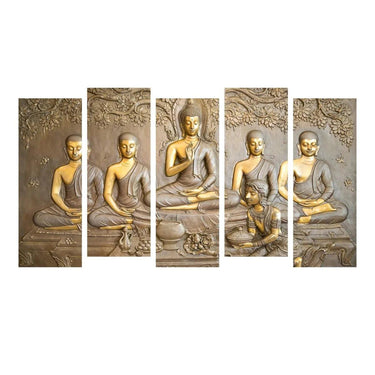 Special Whispers of Nirvana Gautam Buddha Wall Painting (Set of 5)