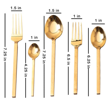 Cutlery Set for Dining Table Stylish Spoon Fork and Knife Set Dinner Cutlery Set of 5 Gold