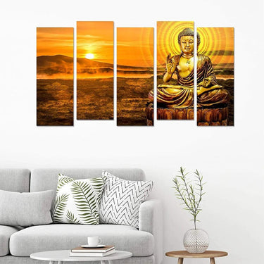 The Awakening of Enlightenment: A Series: Gautam Buddha Wall Design (Set of 5)