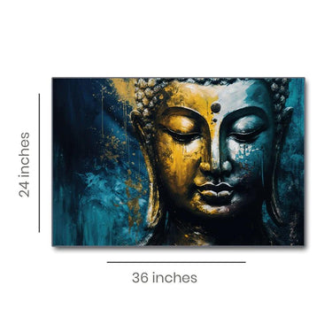 The Blue Bodhi - Unending Light of Buddha Canvas Wall Art (36 x 24 Inches)