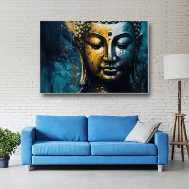 The Blue Bodhi - Unending Light of Buddha Canvas Wall Art (36 x 24 Inches)