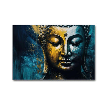 The Blue Bodhi - Unending Light of Buddha Canvas Wall Art (36 x 24 Inches)