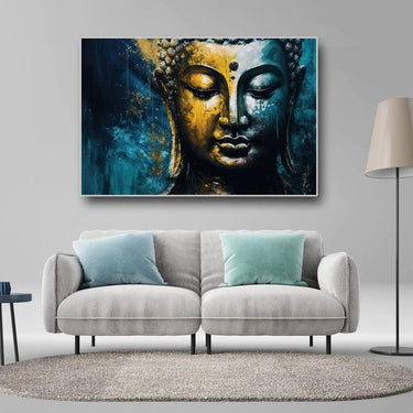 The Blue Bodhi - Unending Light of Buddha Canvas Wall Art (36 x 24 Inches)