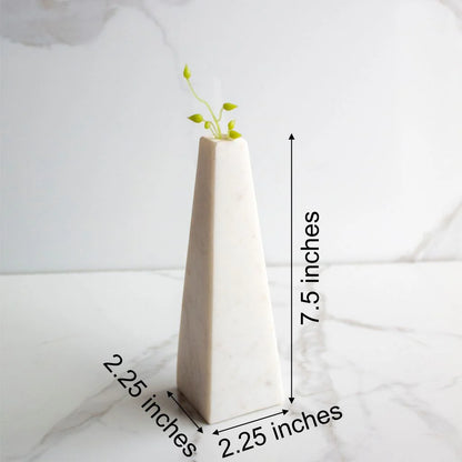 Truncated Pyramid Marble Vase White Indian Marble