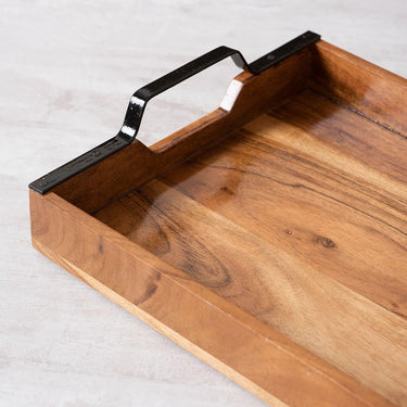 Inseparables Teak Wood Serving Tray - Black