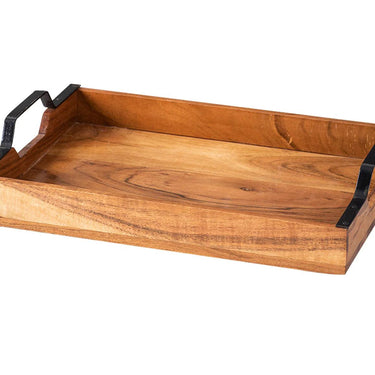 Inseparables Teak Wood Serving Tray - Black