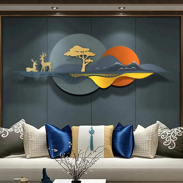 Multicolour Scenery Metal Wall Art for Living Room