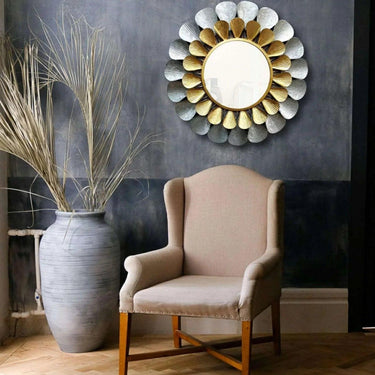 Metal Rose Petals Mirror