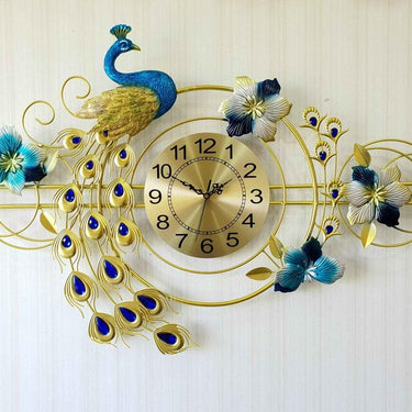 3D Designer Big Peacock Colorful Metal Wall Clock- FunkyTradition