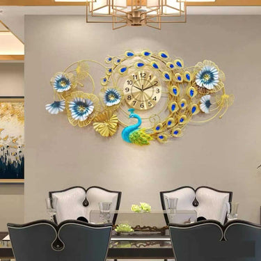 Creative Rose Gold Wall Clock Living Room Unique Large Digital Peacock Wall Clock