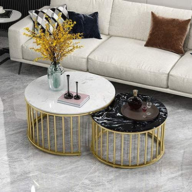 Soothing Interiors Black & White Marble Nesting Tables