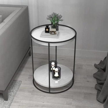 Soothing Interiors Tow Layers Marble Side Table (Black)