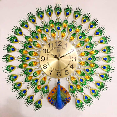 Metal Peacock Traditional Wall Clock