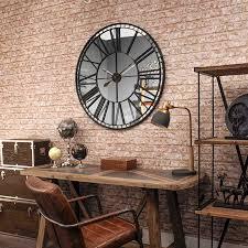 Handcrafted Metal Round Clock with Mirror